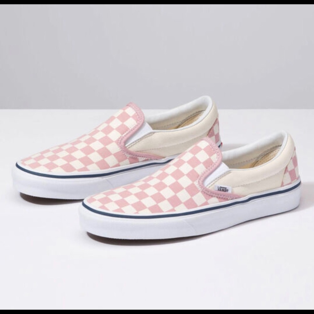 Checkerboard slip on vans